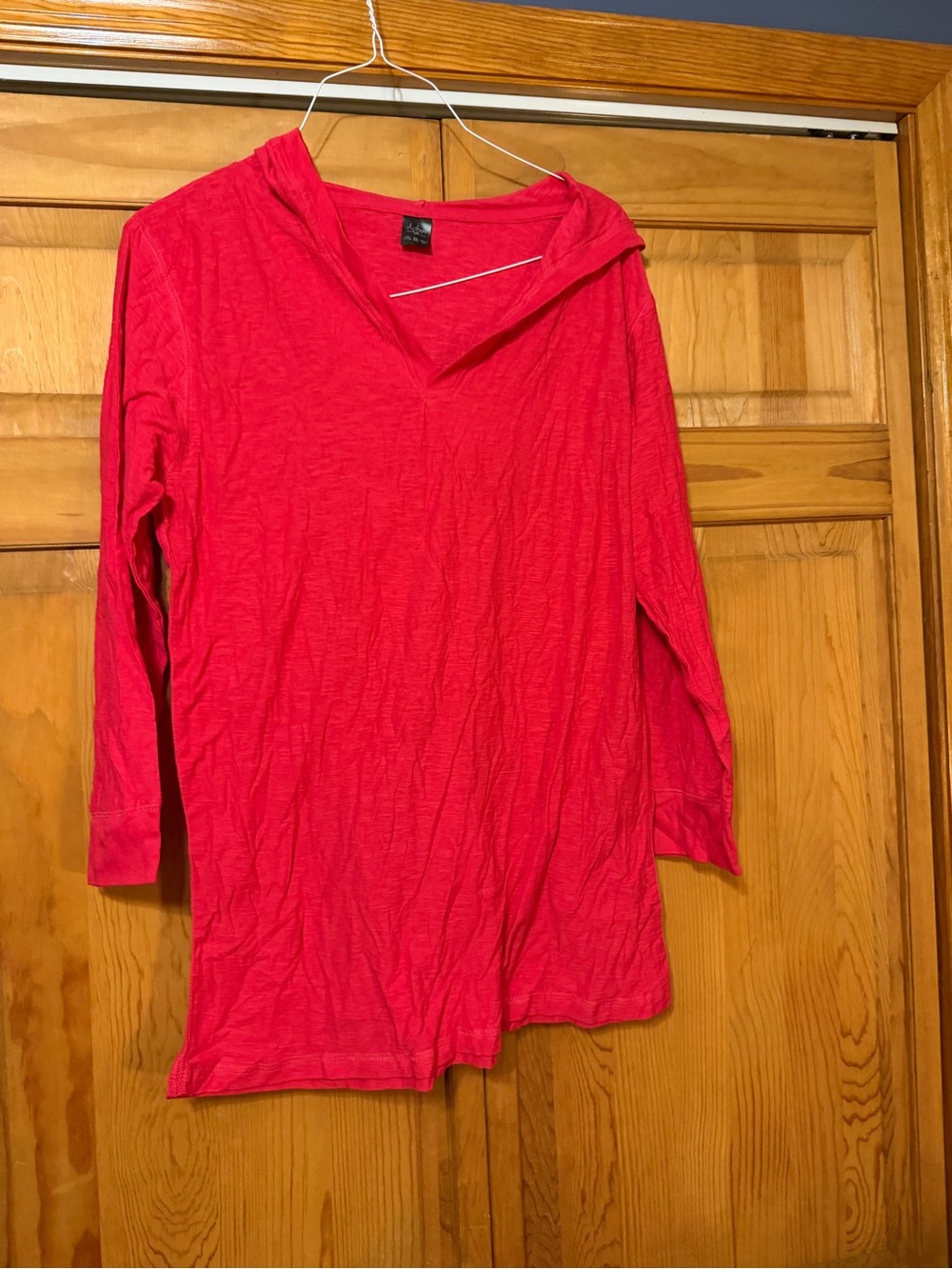 J. America Rose Pink V-Neck Long Sleeve Hooded Top